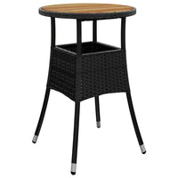 Tavolo Giardino Ã˜60x75 cm Massello Acacia e Polyrattan Nero