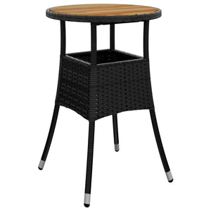 Tavolo Giardino Ã˜60x75 cm Massello Acacia e Polyrattan Nero