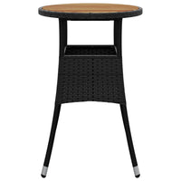 Tavolo Giardino Ã˜60x75 cm Massello Acacia e Polyrattan Nero