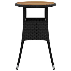 Tavolo Giardino Ã˜60x75 cm Massello Acacia e Polyrattan Nero