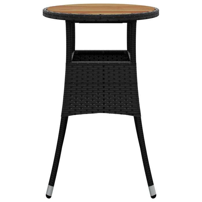 Tavolo Giardino Ã˜60x75 cm Massello Acacia e Polyrattan Nero