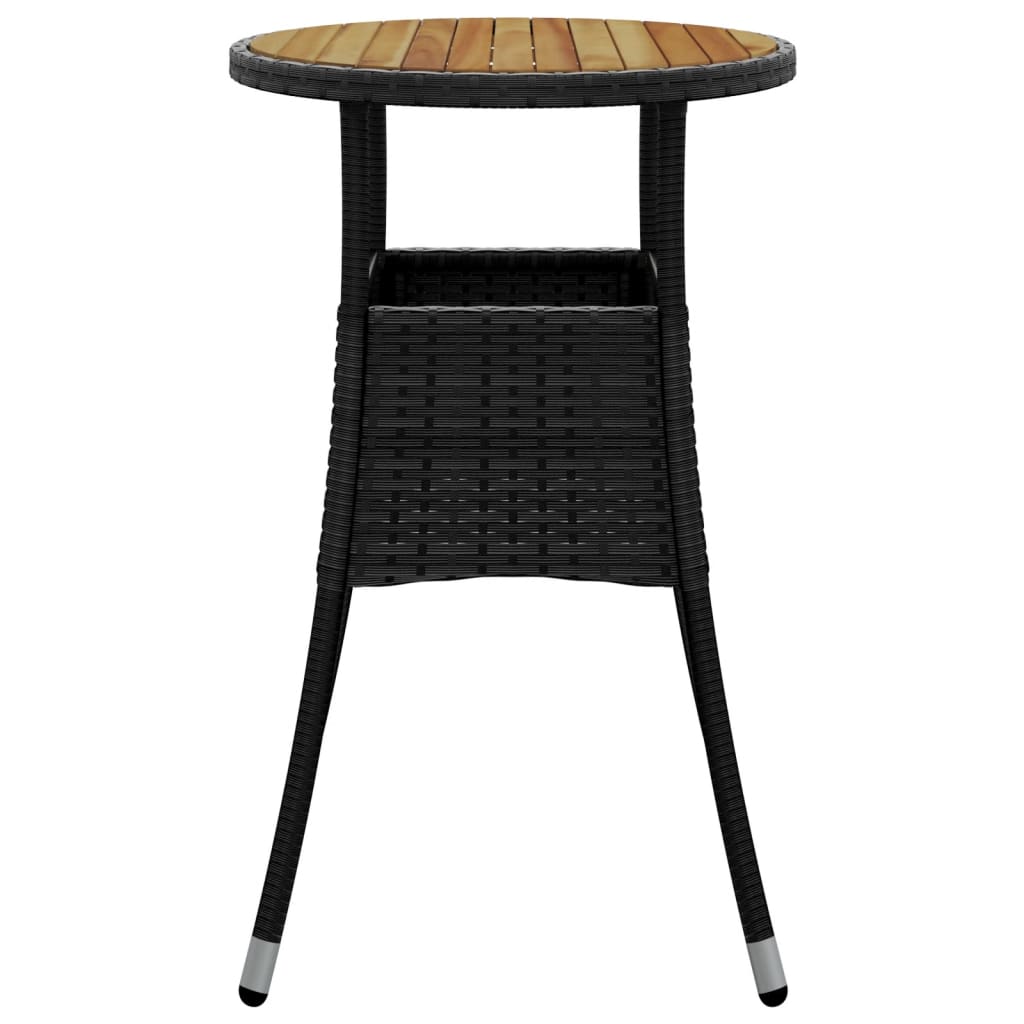 Tavolo Giardino Ã˜60x75 cm Massello Acacia e Polyrattan Nero