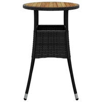 Tavolo Giardino Ã˜60x75 cm Massello Acacia e Polyrattan Nero