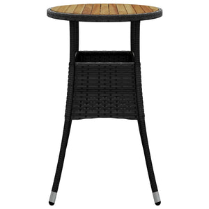 Tavolo Giardino Ã˜60x75 cm Massello Acacia e Polyrattan Nero