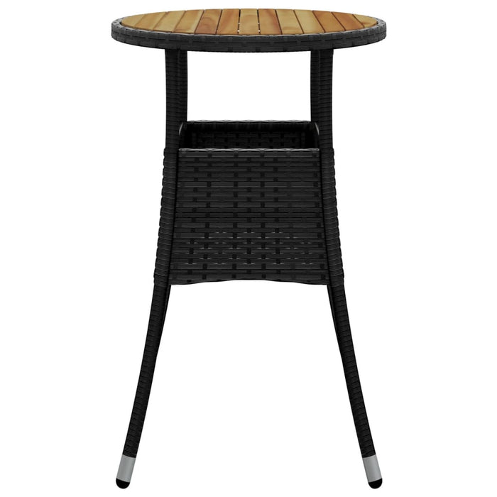Tavolo Giardino Ã˜60x75 cm Massello Acacia e Polyrattan Nero