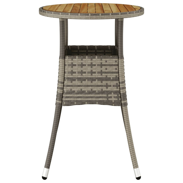 Tavolo da Giardino Ã˜60x75cm Massello Acacia e Polyrattan Grigio