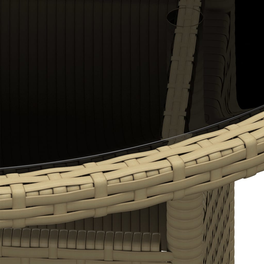 Tavolo da Giardino Ã˜80x75cm Vetro Temperato e Polyrattan Beige cod mxl 34230