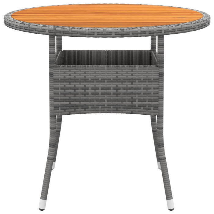Tavolo Giardino Ø80x75 cm Massello Acacia e Polyrattan Grigio 310609