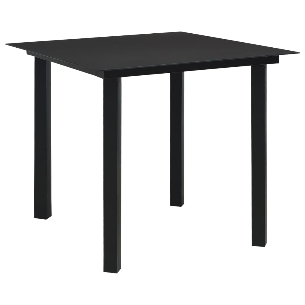 Tavolo da Giardino Nero 80x80x74 cm in Acciaio e Vetro  cod mxl 34507