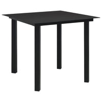Tavolo da Giardino Nero 80x80x74 cm in Acciaio e Vetro  cod mxl 34507