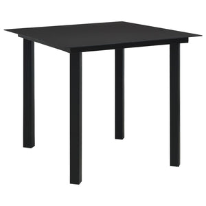 Tavolo da Giardino Nero 80x80x74 cm in Acciaio e Vetro  cod mxl 34507