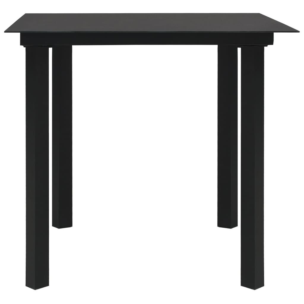 Tavolo da Giardino Nero 80x80x74 cm in Acciaio e Vetro  cod mxl 34507