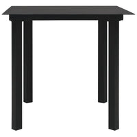 Tavolo da Giardino Nero 80x80x74 cm in Acciaio e Vetro  cod mxl 34507