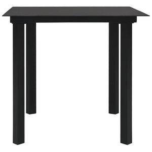 Tavolo da Giardino Nero 80x80x74 cm in Acciaio e Vetro  cod mxl 34507