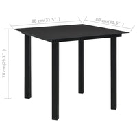 Tavolo da Giardino Nero 80x80x74 cm in Acciaio e Vetro  cod mxl 34507