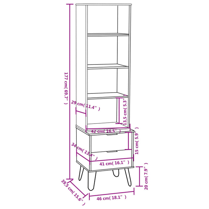 Libreria New York Naturale in Legno Massello di Pino 321140