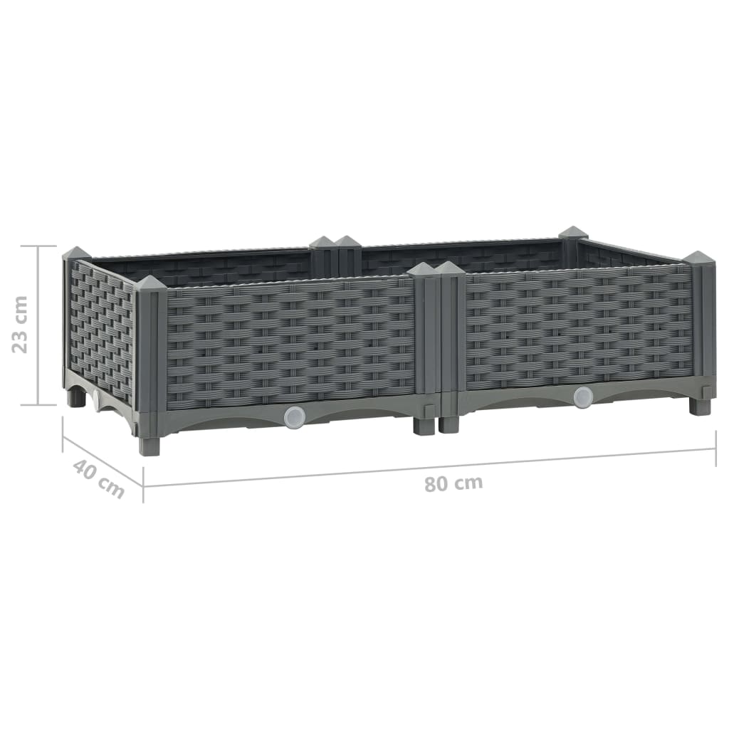 Fioriera rialzata piante fiori giardino 80 x 40 x 23 cm polipropilene 02_0000942