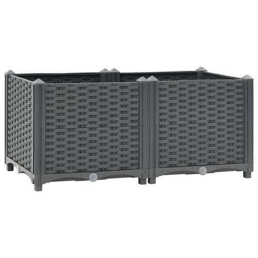 Fioriera rialzata piante fiori giardino 80 x 40 x 38 cm polipropilene grigio scuro 02_0000945