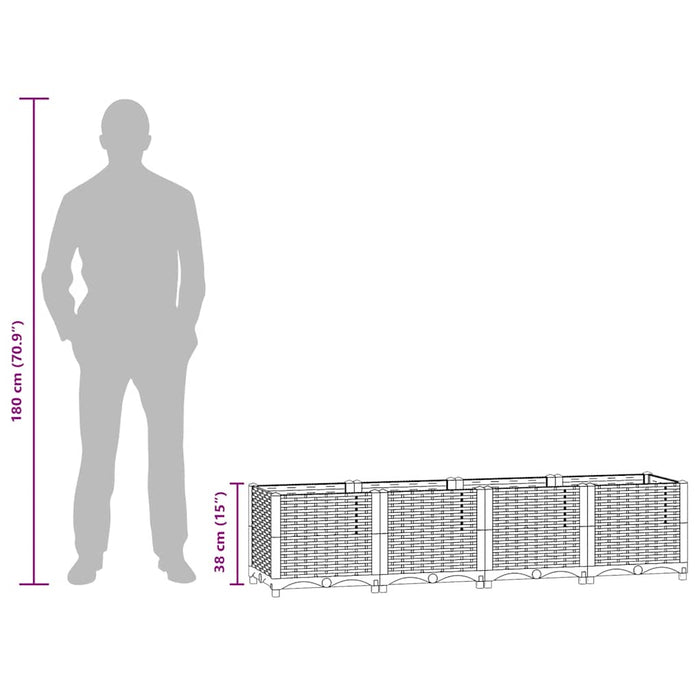 Fioriera Rialzata 160x40x38 cm in Polipropilene 310404