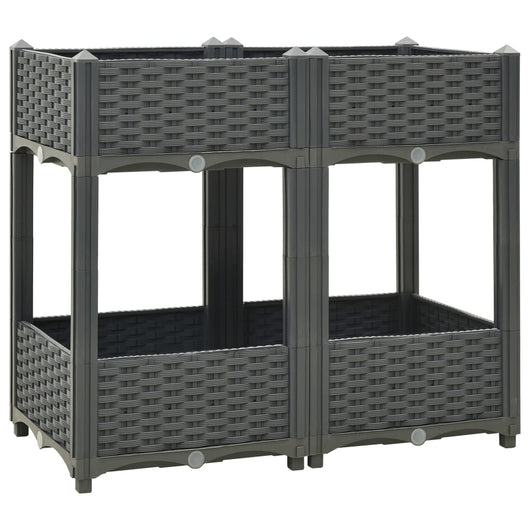 Fioriera aiuola rialzata piante fiori giardino80 x 40 x 71 cm polipropilene grigio scuro 02_0000948