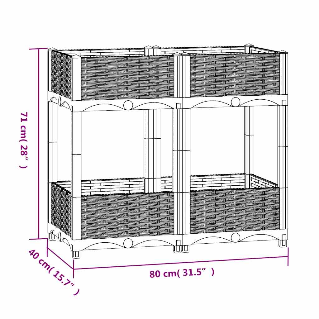 Fioriera Rialzata 80x40x71 cm in Polipropilene 310406