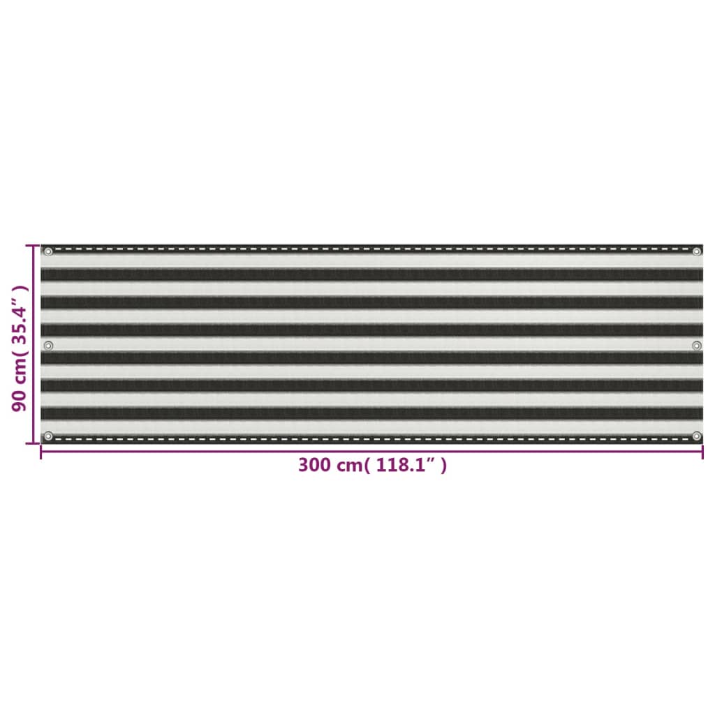 Paravento da Balcone HDPE 90x300 cm Antracite e Bianco cod mxl 5906