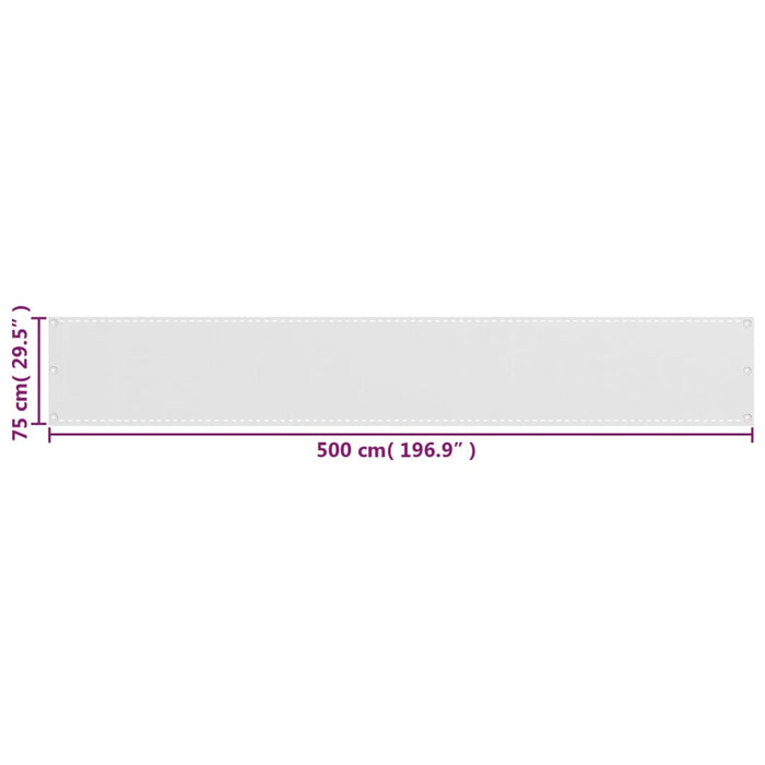 Schermo Frangivista per Balcone Bianco 75x500 cm in HDPE 310862