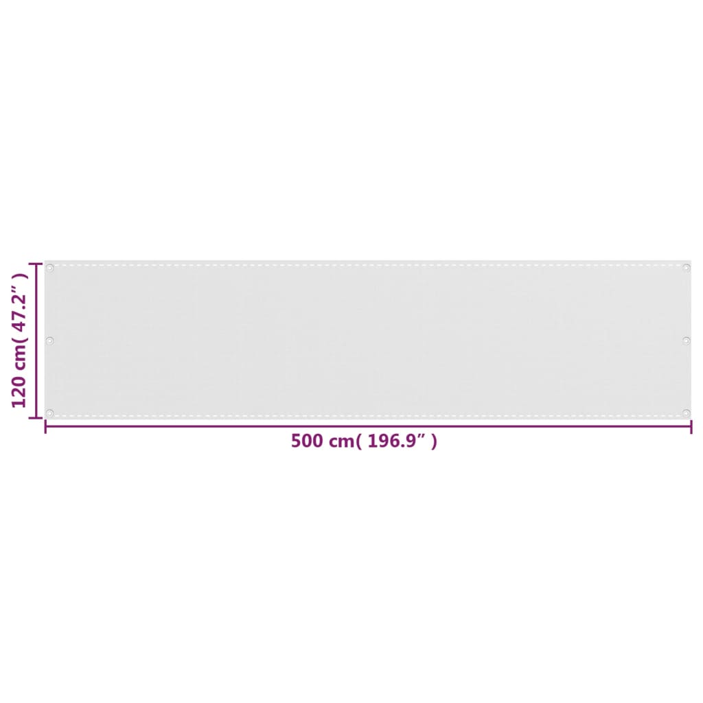 Paravento da Balcone Bianco 120x500 cm in HDPE 310870