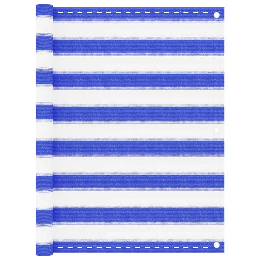 Paravento per balcone protezione privacy schermo privacy 90 x 400 cm HDPE blu e bianco 02_0010126