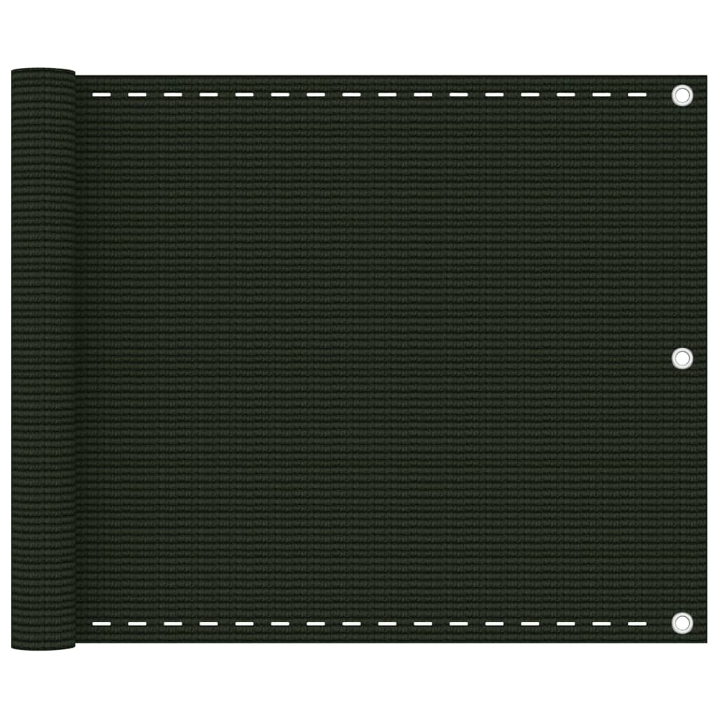 Paravento per balcone protezione privacy schermo privacy 75 x 600 cm HDPE verde scuro 02_0010443
