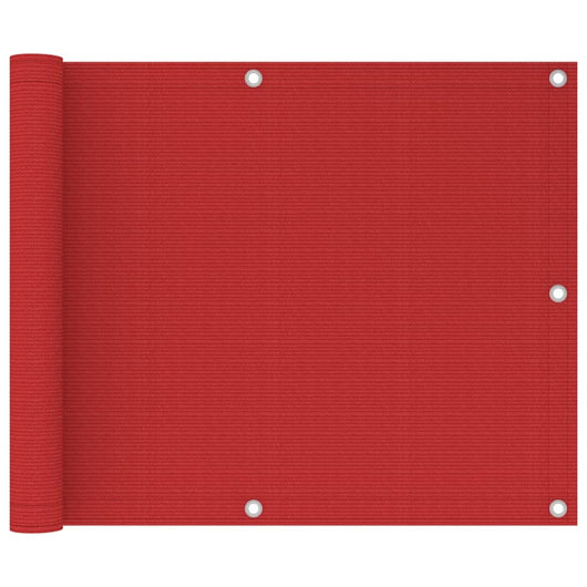Paravento per balcone protezione privacy schermo privacy 75 x 300 cm HDPE rosso 02_0010352