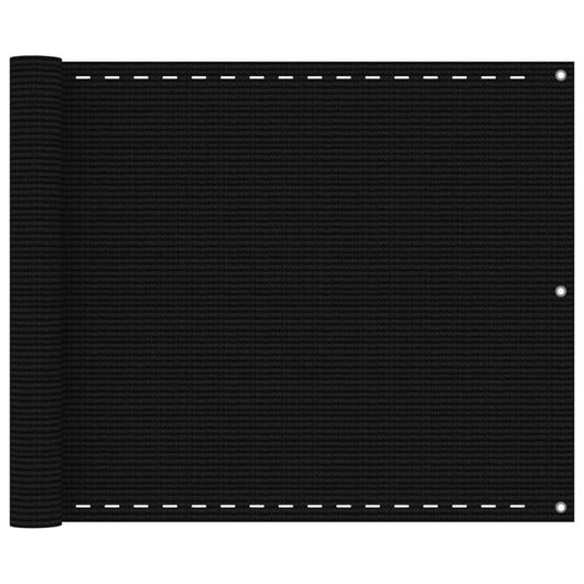 Paravento per balcone protezione privacy schermo privacy 75 x 400 cm HDPE nero 02_0010270