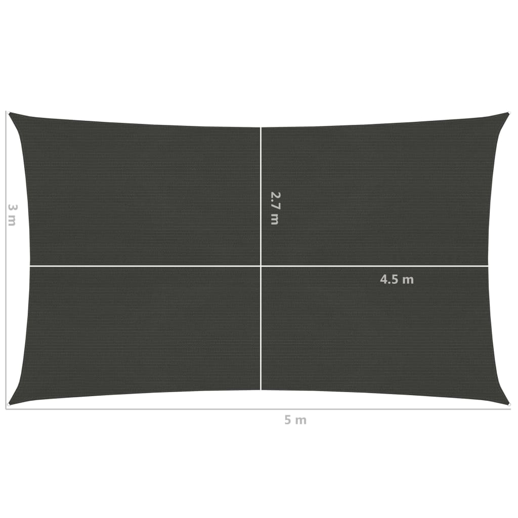 Vela in tessuto per ombrellone 160 g/m² antracite 3 x 5 m HDPE 02_0008926