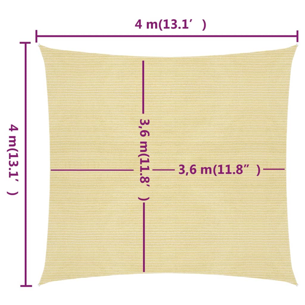 Vela in tessuto per ombrellone 160 g/m² HDPE 4 x 4 m beige 02_0008979