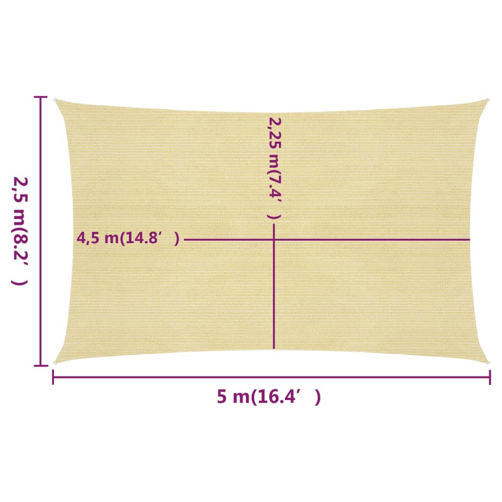 Vela ombreggiante 160 g/m² beige 2,5 x 5 m HDPE 02_0008957