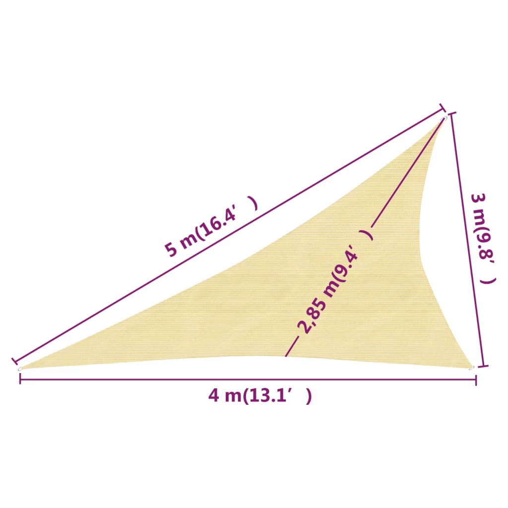 Vela ombreggiante 160 g/m² HDPE 3 x 4 x 5 m beige 02_0008973