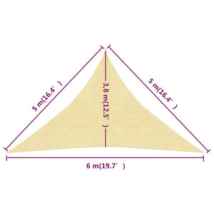 Vela ombreggiante 160 g/m² beige 5 x 5 x 6 m HDPE 02_0008986