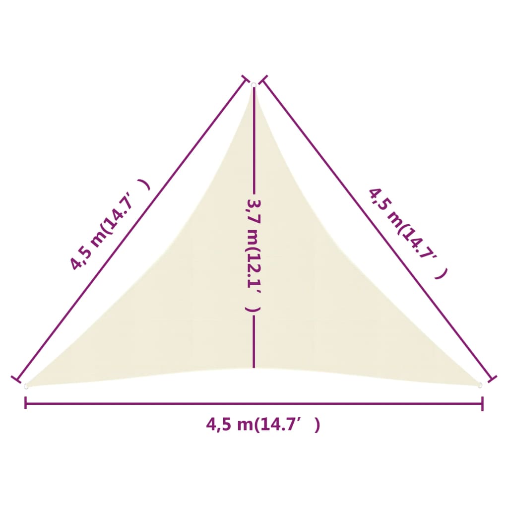 Vela in tessuto parasole 160 g/m² 4,5 x 4,5 x 4,5 m HDPE crema 02_0009090