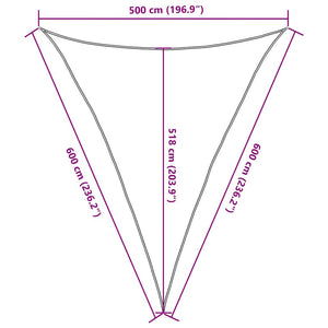 Vela Parasole 160 g/m² Triangolare Blu 5x6x6 m in HDPE
