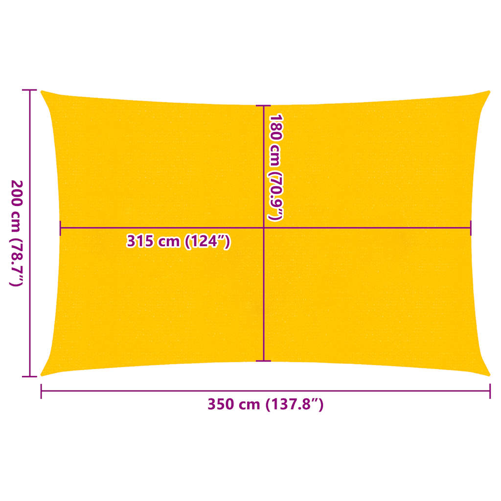 Vela Parasole 160 g/m² Rettangolare Giallo 2x3,5 m in HDPE 311558