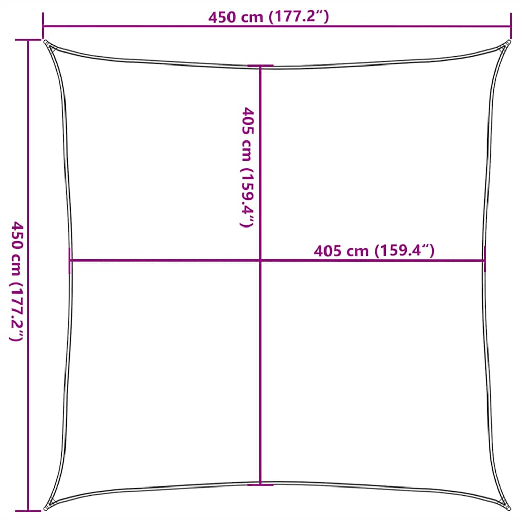 Vela Parasole 160 g/m² Rossa 4,5x4,5 m in HDPE 311607