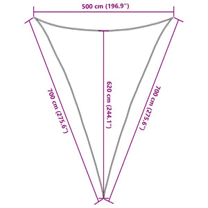 Vela Parasole 160 g/m² Triangolare Nero 5x7x7 m in HDPE