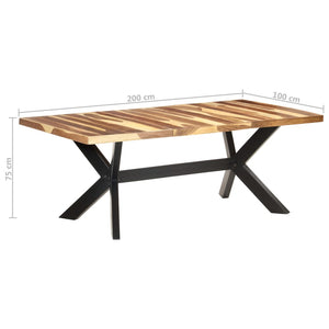 Tavolo da Pranzo 200x100x75cm Legno Massello con Finitura Ambra 321549