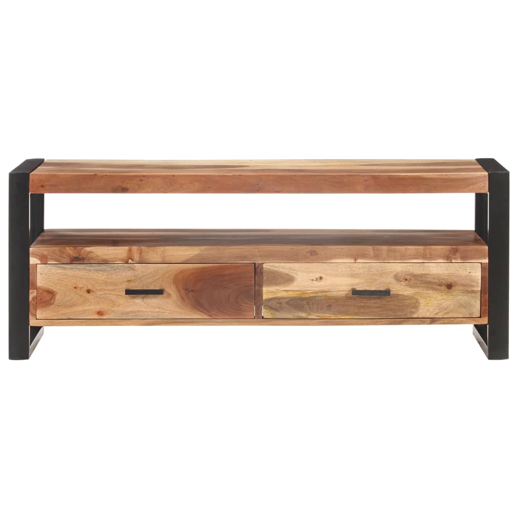 Mobile Porta TV-Mobile per TV-Credenza TV 120x35x45 cm Legno Massello con Finitura Ambra
