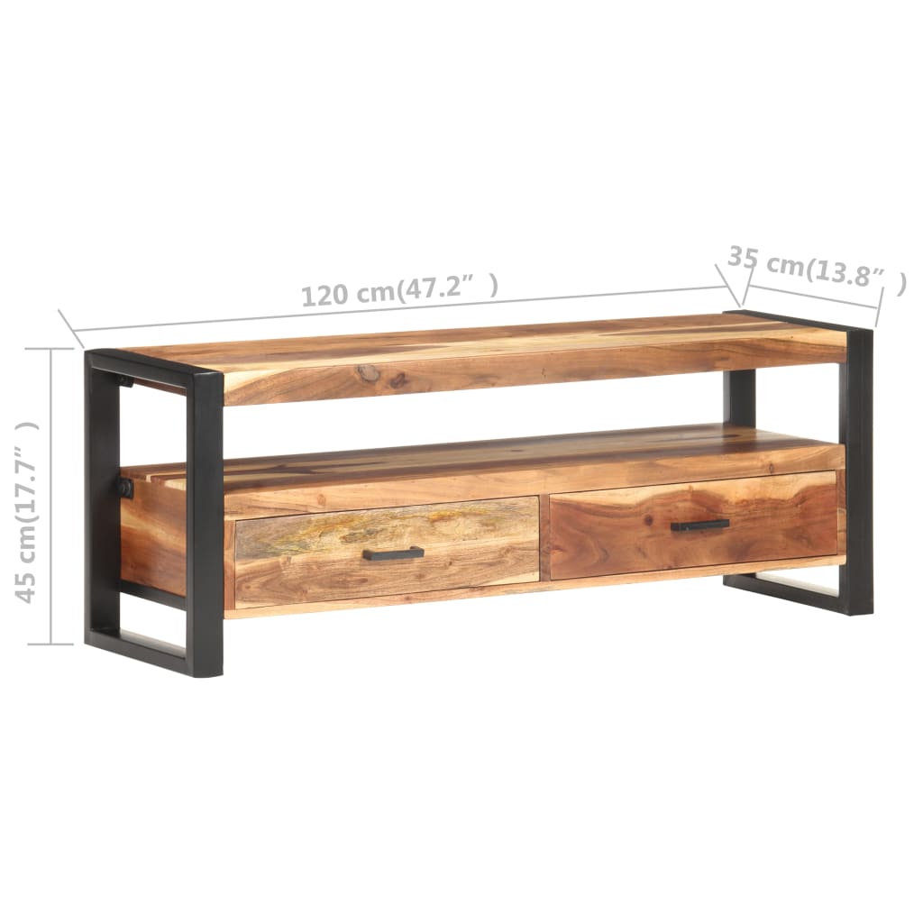 Mobile Porta TV-Mobile per TV-Credenza TV 120x35x45 cm Legno Massello con Finitura Ambra