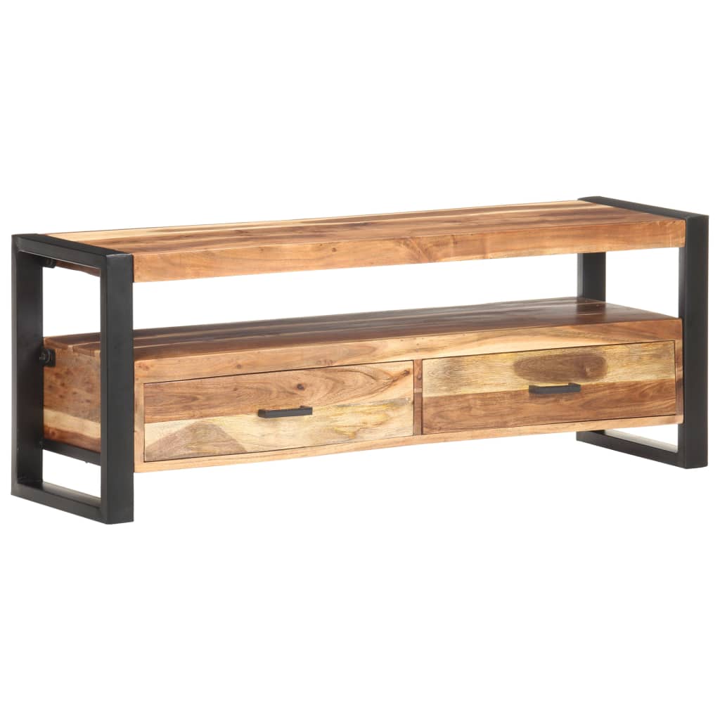 Mobile Porta TV-Mobile per TV-Credenza TV 120x35x45 cm Legno Massello con Finitura Ambra