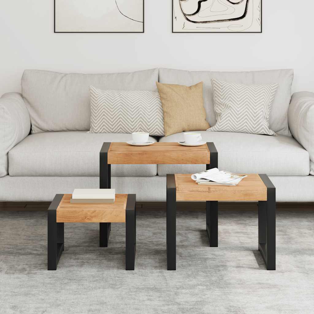 Tavolini a Incastro 3 pz in Legno Massello di Pino 321552