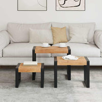 Tavolini Impilabili 3 pz in Legno Massello e Finitura Sheesham cod mxl 13499