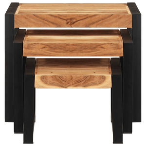 Tavolini a Incastro 3 pz in Legno Massello di Pino 321552