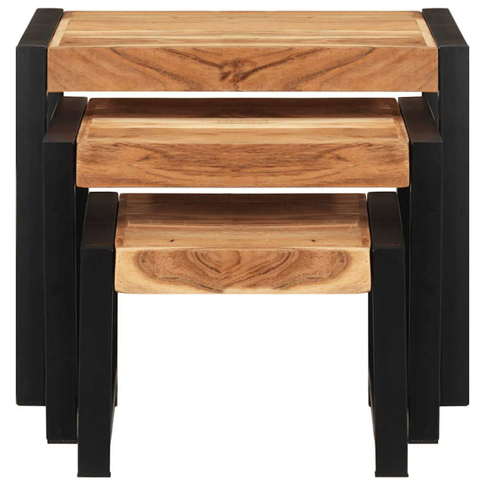 Tavolini a Incastro 3 pz in Legno Massello di Pino 321552